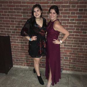 AU U WISH Black Chiffon w/Velvet Floral Mini Dress